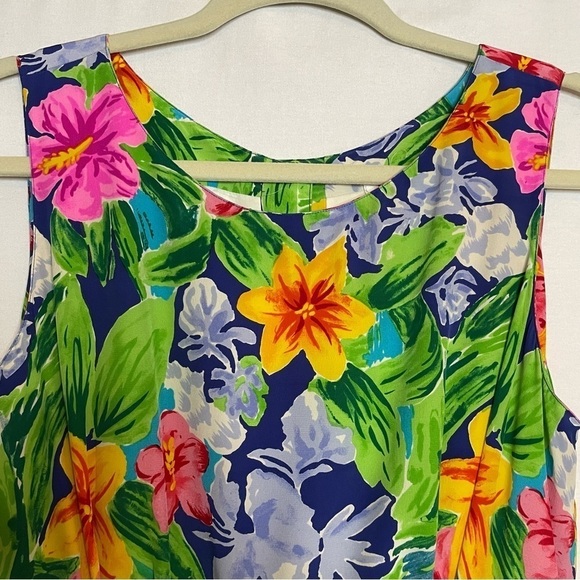 Talbots Silk Tropical Floral Pleated Button Back Midi Dress Vintage 90s - Picture 4 of 13